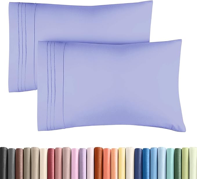 King Standard Pillow Cases Set of 2 - Ultra-Soft Hotel Quality Pillowcase Covers - Comfy, Cozy & Fade Free - Wrinkle Resistant - Machine Washable Pillow Protectors - 2 Piece Set - Lavender