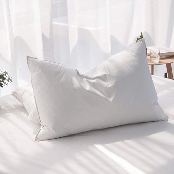 Luxury Feathers Down Pillow King Size, Hotel Quality Fluffy Bed Pillow, Soft Pillow for Sleeping, Organic Cotton Cover(20x36”, Pack of 1)