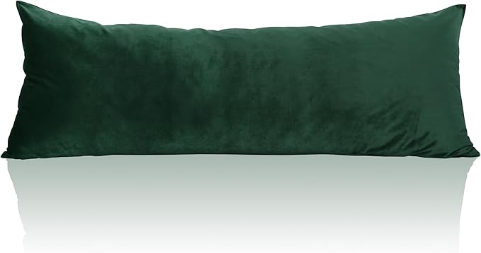 StangH Christmas Dark Green Body Pillow Cover, Soft Velvet Body Pillowcase for Pregnant, Holiday Lavish Decorative Oblong Pillowcase for Bedroom/Theater/Sofa/Couch, 20 x 54 inches, 1 Pc