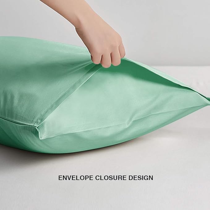 FLXXIE Pillow Cases Standard Size, Soft Microfiber Pillow Covers with Envelope Closure, Wrinkle, Stain Resistant Pillowcases, 2 Piece Set, 20x26, Sea Green