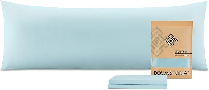DOWNSTORIA Body Pillow Cover, Ultra Soft Microfiber Long Pillowcase, Envelope Closure Large Pillow Cases 20x54 inch (Light Blue)