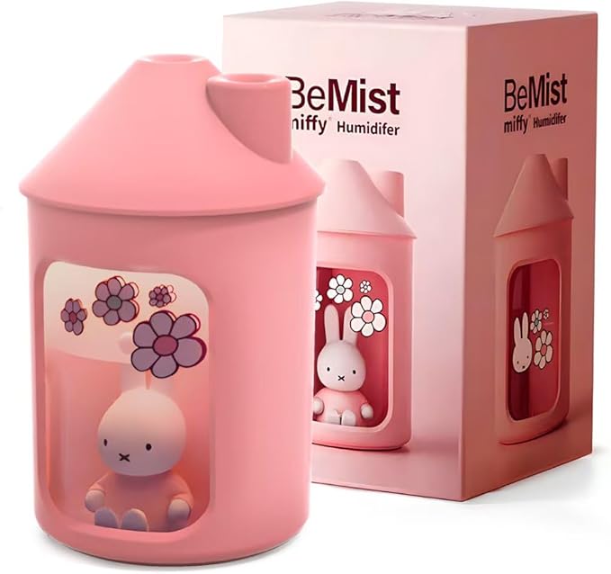 Mipow x miffy BTA700M Cool Mist Humidifier for Bedroom,Ultrasonic Quiet Humidifier with Night Light,450 ML Double Spray Humidifiers for Nursery,Office Indoor Plants (Pink), Gift for Mother's Day