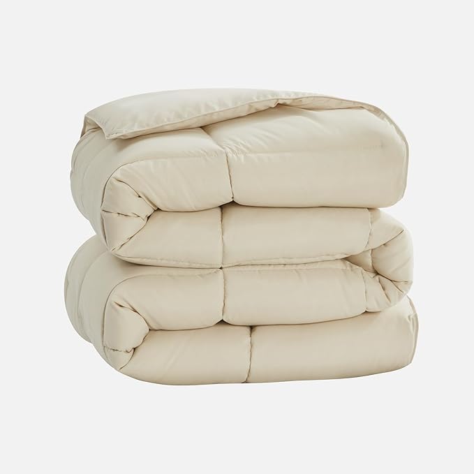 Homelike Moment California King Comforter - Beige Duvet Insert Down Alternative Bed Comforter, Lightweight Bedding Comforters Cal King Size Quilted Soft All Season Reversible Beige