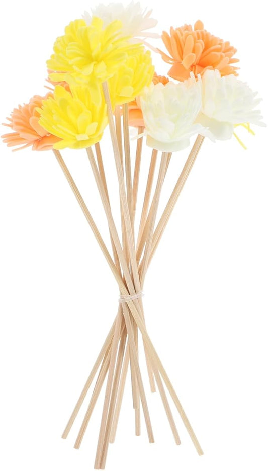 Baluue Flower Reed Diffuser Sticks 12pcs – Porous Rattan & Fiber Flower Heads for Fast Oil Wicking and Consistent Scent Throw – for Bathroom, Office, Bedroom, Aromatherapy Enthusiasts