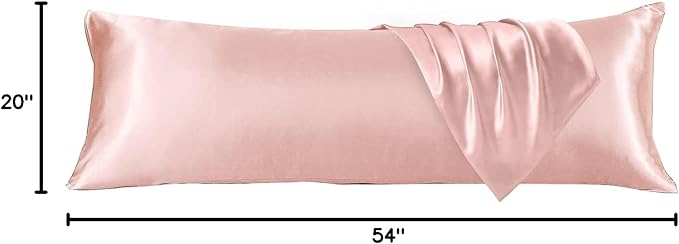 HUXMEYSON Body Pillow with Satin Pillowcase, Body Pillow for Adults, Removable Cover, Pink (20"x54")