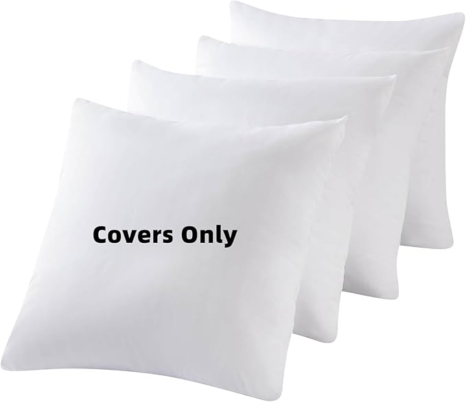 Kingnex 4 Pack Waterproof Down Feather Proof Pillow Protectors with Zipper 18x18 Zippered Pillow Covers for Square Throw Pillow