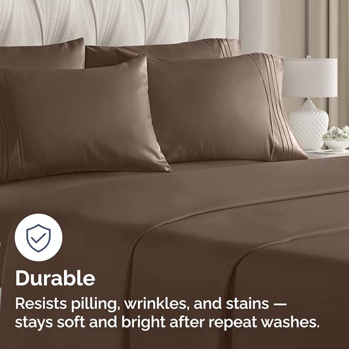 Standard Pillow Cases Set of 6 - Ultra Soft Hotel Quality Pillowcase Covers - Comfy, Cozy & Wrinkle Free - Shrink, Stain and Fade Resistant - Machine Washable Pillow Protectors - 6 Piece Set - Brown