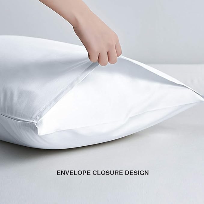 FLXXIE Pillow Cases Queen, Soft Microfiber Pillow Covers with Envelope Closure, Wrinkle Resistant Pillowcases, 2 Piece Set, 20x30, White
