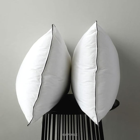 APSMILE Organic Feather Down Pillows Set of 2, Queen Size Bed Pillows for Sleeping with 100% Cotton Cover, 3-Chamber Hybrid Feather Down Core Pillow Surrounded by Polyester for Cushions 20x30 Inches