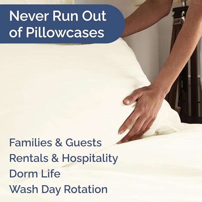 Standard Pillow Cases Set of 8 - Ultra Soft Hotel Quality Pillowcase Covers - Comfy, Cozy & Wrinkle Free - Shrink, Stain & Fade Resistant - Machine Washable Pillow Protectors - 8 Piece Set - Off White