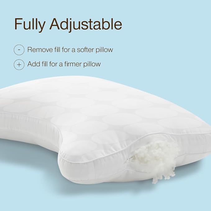 Coop Home Goods Essence Cooling Crescent Down Alternative Pillow Set of 2, Queen Size Adjustable Cooling Pillow for Back & Side Sleepers, Cool-Touch Luxury Hotel Pillow, Oeko-TEX Certified