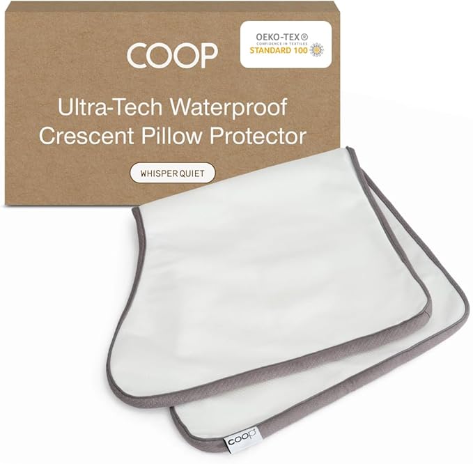 Coop Home Goods Ultra-Tech Waterproof Crescent Pillow Protector – Zippered Covers for Crescent Pillows, King Size, Oeko-Tex Certified, Breathable, Machine Washable