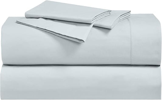 Royal Hotel Bedding Abripedic Crispy Percale Pillowcases, 300-Thread-Count, 2PC Solid Pillow Cases Set, 100% Cotton, King, Sea
