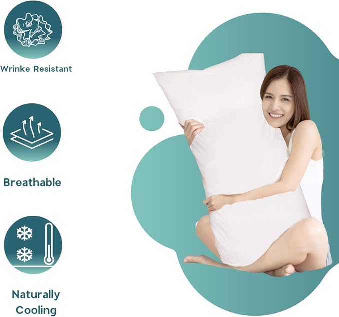 Micropuff Body Size (20 X 55) Pillow Protectors with Zipper - 2 Pack - Soft and Breathable Hypoallergenic Pillow Cover. Pillowcase Protects Against Stains, Spills, and Perspiration.