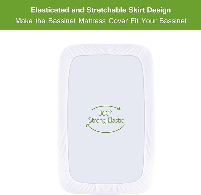 Waterproof Bassinet Mattress Protector Cover, Fits for AMKE, Baby Joy, Ezebaby, bonbay and Larex Baby Bassinet, 2 Pack, Skin Friendly and Breathable Bassinet Mattress Pad