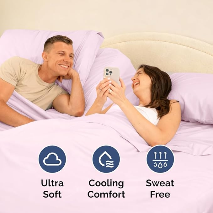 Flex Top Split Head King 4 Piece Sheet Set - Ultra-Soft, Breathable & Cooling Bed Sheets Set - Hotel Luxury Bedding for Women & Men with Deep Pockets - Wrinkle and Fade Free - Oeko-Tex - Light Pink