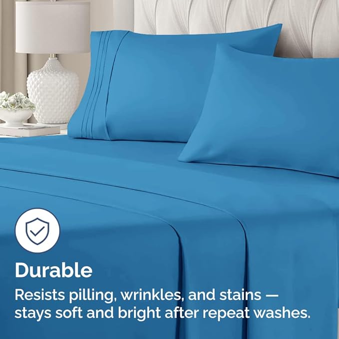 King Pillow Cases Set of 4 - Ultra Soft Hotel Quality Pillowcase Covers - Comfy, Cozy & Wrinkle Free - Shrinkage, Stain & Fade Resistant - Machine Washable Pillow Protectors - 4 Piece Set - Denim Blue