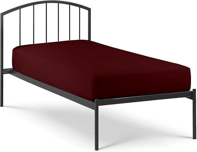 Cot Size 25" x 75" Fitted Sheet, 100% Egyptian Cotton, Perfect for Camp Bunk Beds/RVs/Guest Beds/Army Cots/Replacement Mattress - Burgundy
