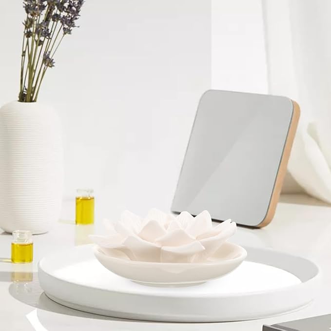 Cabilock Essential Oil Passive Diffuser Stone Lotus Flower Aromatherapy Ornaments for Home Car Bedroom Bathroom 3.35 Inch Plaster Scented Decoration