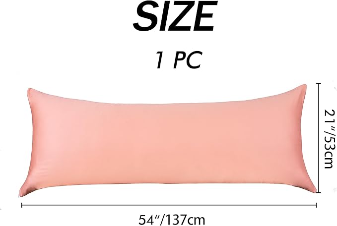 100% Cotton Body Pillow Case Cover with Zipper Wrinkle-Free, 400 Thread Count Super Soft Pillow Case for Body Pillow, Breathable Long Pillow Protector 21" x 54" Pink