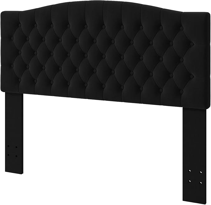 Befurtori Queen Headboard Only, Upholstered Headboard for Adjustable Bed Linen Tufted Queen/Full Size Wall Mounted Head Board with Solid Wood Legs Head Board, Black