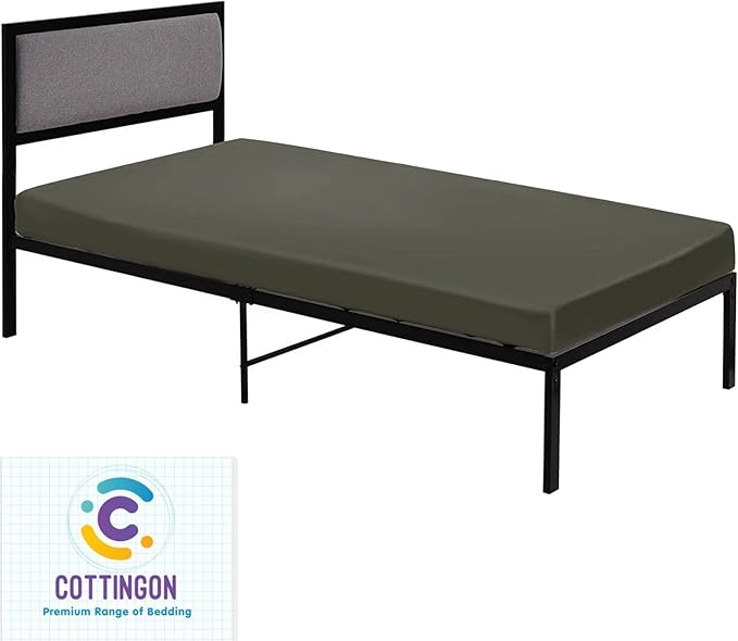 Cot Size 25" x 75" Fitted Sheet, 100% Egyptian Cotton, Perfect for Camp Bunk Beds/RVs/Guest Beds/Army Cots/Replacement Mattress - Stone Grey