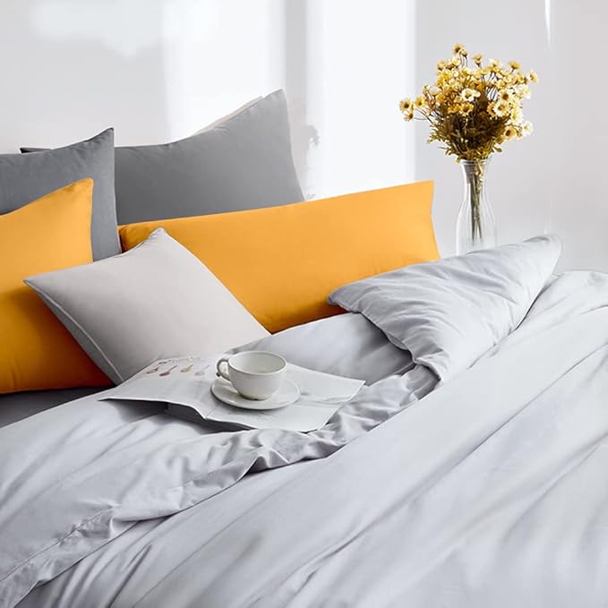 FLXXIE King Pillow Cases Set of 2, Soft Microfiber Pillow Covers with Envelope Closure, Wrinkle, Fade and Stain Resistant Pillowcases, 20x36, Ginger Yellow