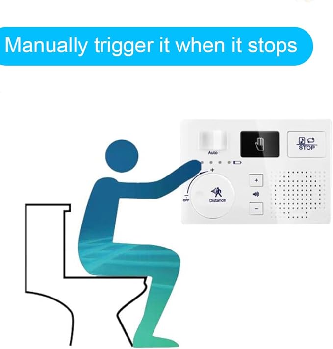 KiaoTime Bathroom White Noise Machine for Bathroom Privacy Motion Activated, Bathroom Noise Blocker - Sound Machine of Running Water Masks The Sound of Toilet Bathroom Restroom
