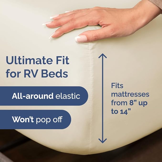 Short Queen Size 4 Piece Sheet Set - RV Short Queen, Ultra-Soft, Breathable & Cooling Bed Sheets Set with Deep Pockets - Hotel Luxury Bedding for Women & Men - Wrinkle Free & Fade Resistant - Wheat