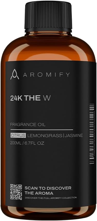 24K The W Diffuser Oil, 6.7 FL Oz, 200 mL, Luxury Hotel Scent for Home, Bathroom, Spa & Office, Hotel Aroma, Natural Essential Oil, Citrus, Lemongrass & Jasmine Scents