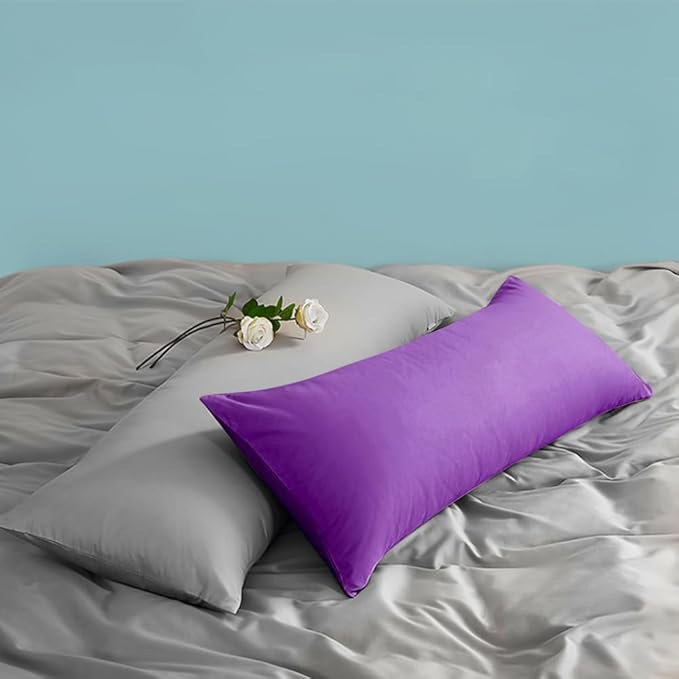 FLXXIE Body Pillow Cover - Super Soft Microfiber 20x54 Body Pillow Case - Envelope Closure, Wrinkle, Stain Resistant 20x54 Long Pillowcase, Purple