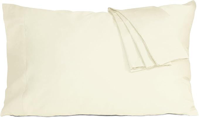 Pillow Cases, King Size Cotton Percale Weave Pillowcases, Pre-Shrunk Breathable and Hypoallergenic Pillowcases, Set of 2 (2 Piece King 20 Inch x 40 Inch, Cream)