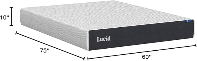 Lucid 10 Inch Memory Foam Mattress - Medium Feel - Infused with Refreshing Bamboo Charcoal and Cooling Gel - Bed in a Box - Temperature Regulating - Short Queen Size - RV or Camper Van Size