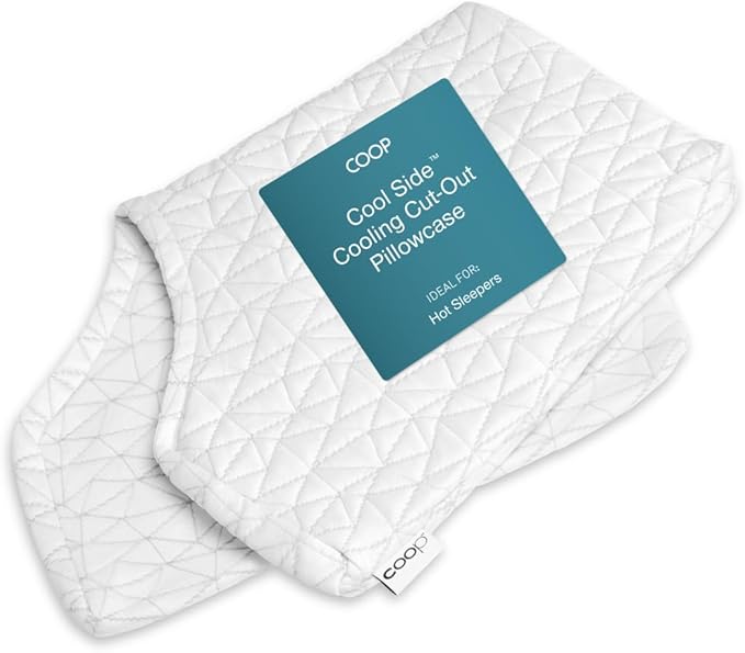 Coop Home Goods Cool Side Cut-Out Pillowcase, Queen Size Cooling Pillow Case for Hot Sleepers, Cut-Out Shape, Two-Sided Pillow Covers, Cozy Side & Cool Side, Ultra Soft Lulltra Cool Technology