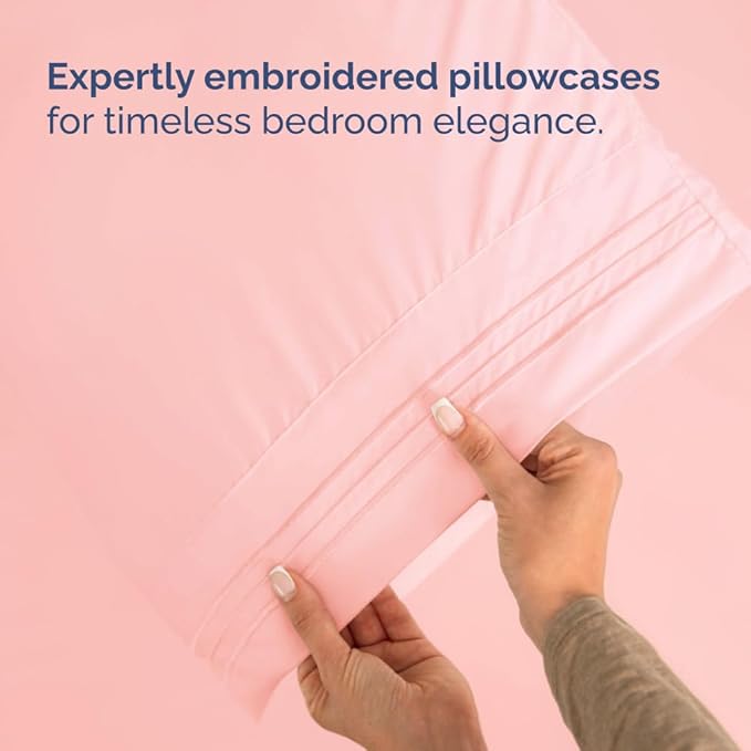 Flex Top Split Head King 4 Piece Sheet Set - Soft, Breathable & Cooling Bed Sheets Set - Hotel Luxury Bedding for Women & Men with Deep Pockets - Wrinkle Free & Fade Resistant - Oeko-Tex - Baby Pink