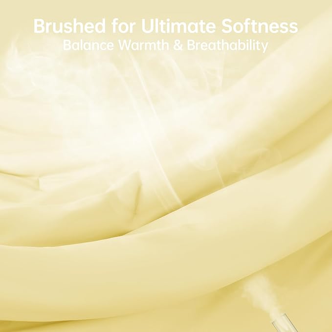 MUXHOMO Full Comforter Sets, All Season Ultra Soft Down Alternative Bedding - 3 Piece Lightweight Bed Set Includes 1 Comforter (82"x86") and 2 Pillow Shams (20"x26"), Cream Yellow