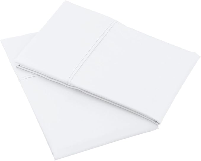 Amazon Basics 400 Thread Count Cotton Pillowcases, Standard, 30" L x 20" W, White - Set of 2, Pillows Not Included