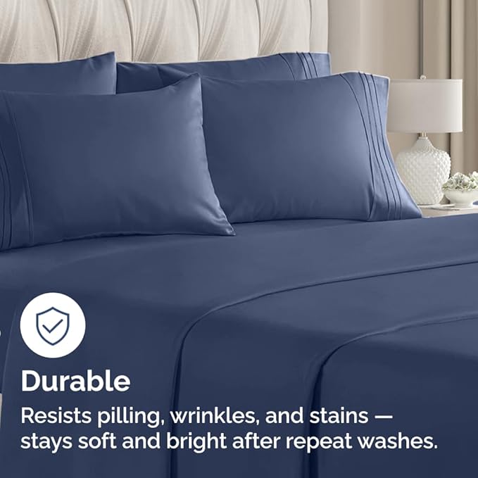 Standard Pillow Cases Set of 6 - Ultra Soft Hotel Quality Pillowcase Covers - Comfy, Cozy & Wrinkle Free - Shrink, Stain & Fade Resistant - Machine Washable Pillow Protectors - 6 Piece Set - Navy Blue