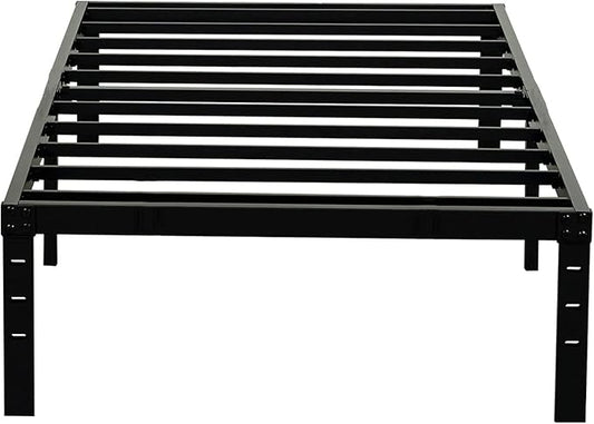 Wulanos Twin Bed Frames, Heavy Duty Metal Frames with Steel Slats Support, No Box Spring Needed, 16 Inch High Metal Platform Bed Frames with Storage, Non-Slip and Noise-Free, Black