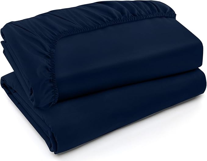Utopia Bedding Twin XL Fitted Sheets - Bulk Pack of 2 Bottom Sheets - Soft Brushed Microfiber - Deep Pockets - Shrinkage & Fade Resistant - Easy Care (Twin XL, Navy)