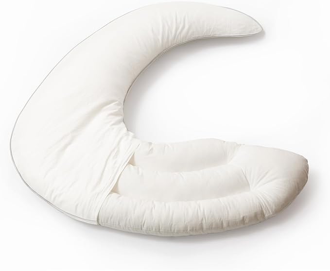 Choc chick Toddler Pillowcase for Body Pillow - 35x28 in Kids Moon-Shaped Body Pillow Cover for Sleeping, 100% Cotton, Soft & Breathable, Machine Washable (White, Case Only)