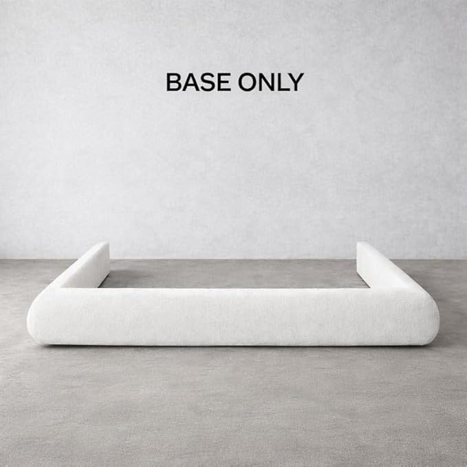 Round Bed – Washable Zip Cover - Upholstered Linen Soft Foam - Modular Minimalist Modern - Half Circle Moon - Sold Sold Separately (Beige Linen Premium, Twin Base)