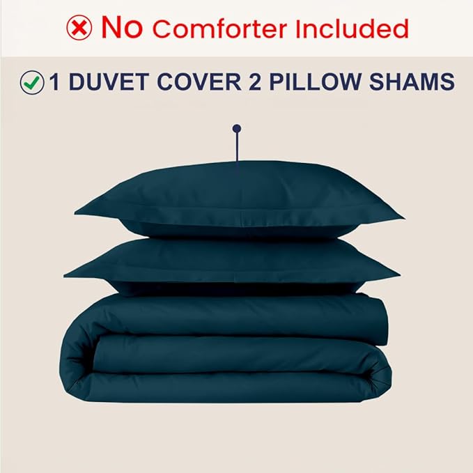 Kotton Culture 3 Pc Duvet Cover King Size Set-100% Egyptian Cotton 600 Thread Count Ultra Soft Premium Durable Comforter Cover Zipper Closure & Corner Ties - (Green Teal, 104" X 94")