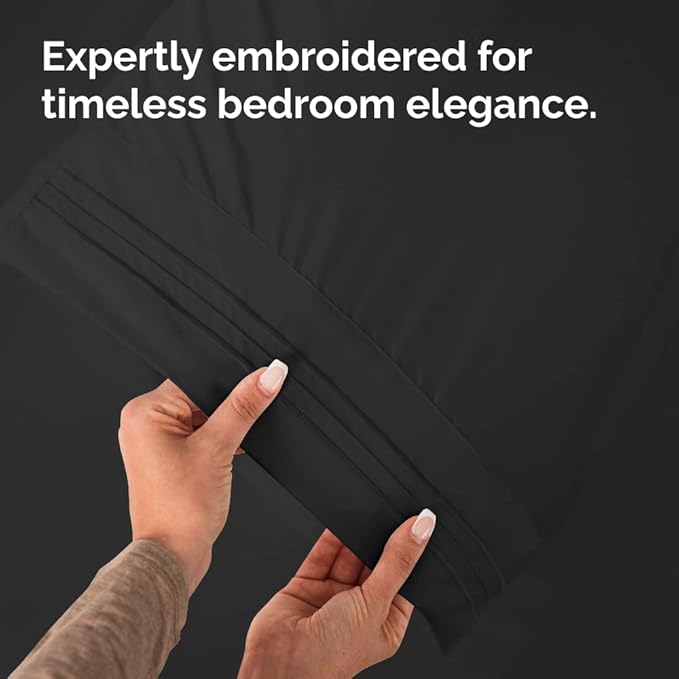 Queen Pillow Cases Set of 6 - Ultra Soft Hotel Quality Pillowcase Covers - Comfy & Wrinkle Free - Shrink, Stain and Fade Resistant - Easy-Care, Machine Washable Pillow Protectors - 6 Piece Set - Black