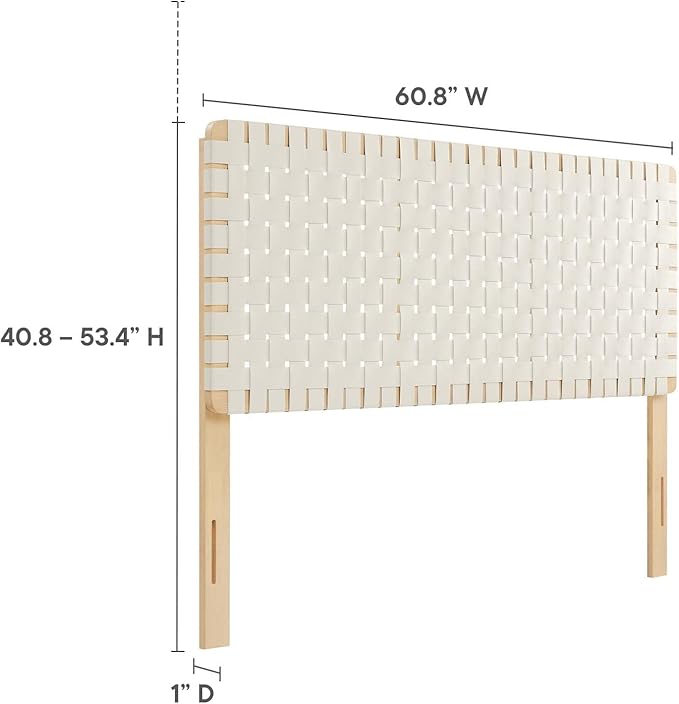 Modway Sparta Weave Queen Vegan Leather Headboard in Natural Beige