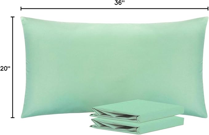 NTBAY King Pillowcase Set - 2 Pack Brushed Microfiber 20x36 Pillowcases - Soft, Wrinkle-Free, Fade-Resistant, Stain-Resistant, Sea Green Pillowcases with Envelope Closure - 20x36 Inches, Sea Green