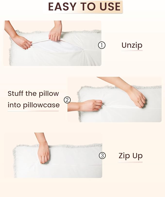 ZonLi Fuzzy Body Pillow Cover, 20 x 54 Pillowcase, Faux Fur Long Pillow Cover with Zipper, Fluffy Soft Plush Decorative Cases for Bed, White