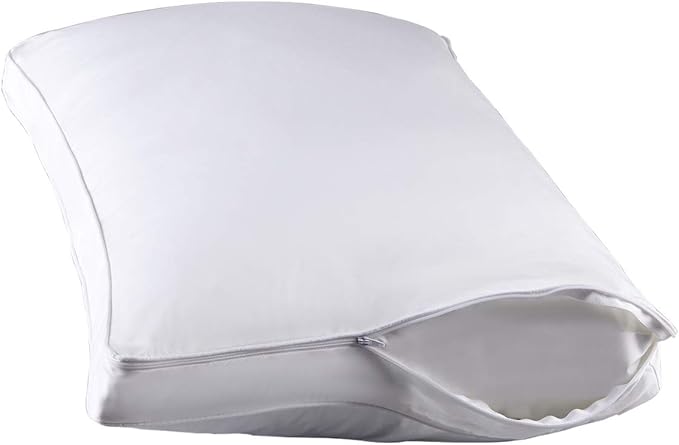 STONECREST Gusseted Pillow Protector - 1 PC, Zipper Premium Gusset Pillow Encasement Covers(300tc Sateen-Gusset, Queen)