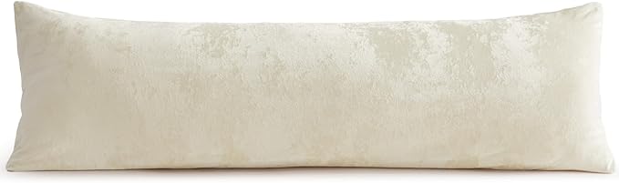 BEDELITE Velvet Body Pillow Cover with Zipper, Soft and Plush 20x54 Long Pillow Case, Velvety Smooth and Cozy Body Pillow Pillowcase for Bedroom and Couch, for All Seasons(Cream)