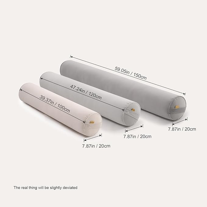 Body Pillow for Adults,Long Round Pillow,Big Cylindrical Pillow,Large Full Bolster Pillows for Side Sleepers (Silver Gray, 59"*7.87")